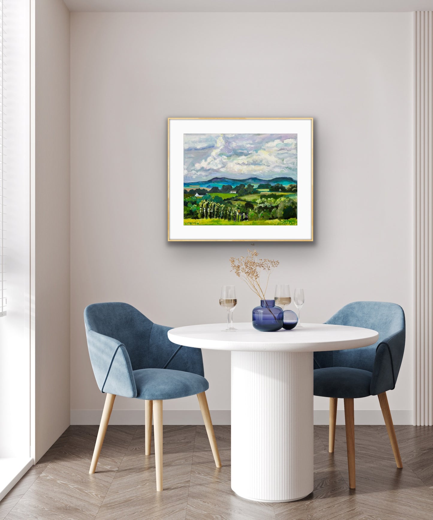 Malvern Hills in May shown here in the dining room setting. This limited edition print is available in a number of sizes and makes a beautiful gift.