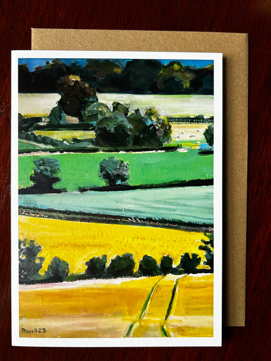 Malvern Hills Farmland Landscape - Greetings Card