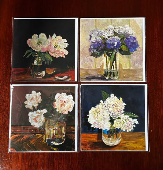 Set of 4 Flower Fine Art Greetings Cards