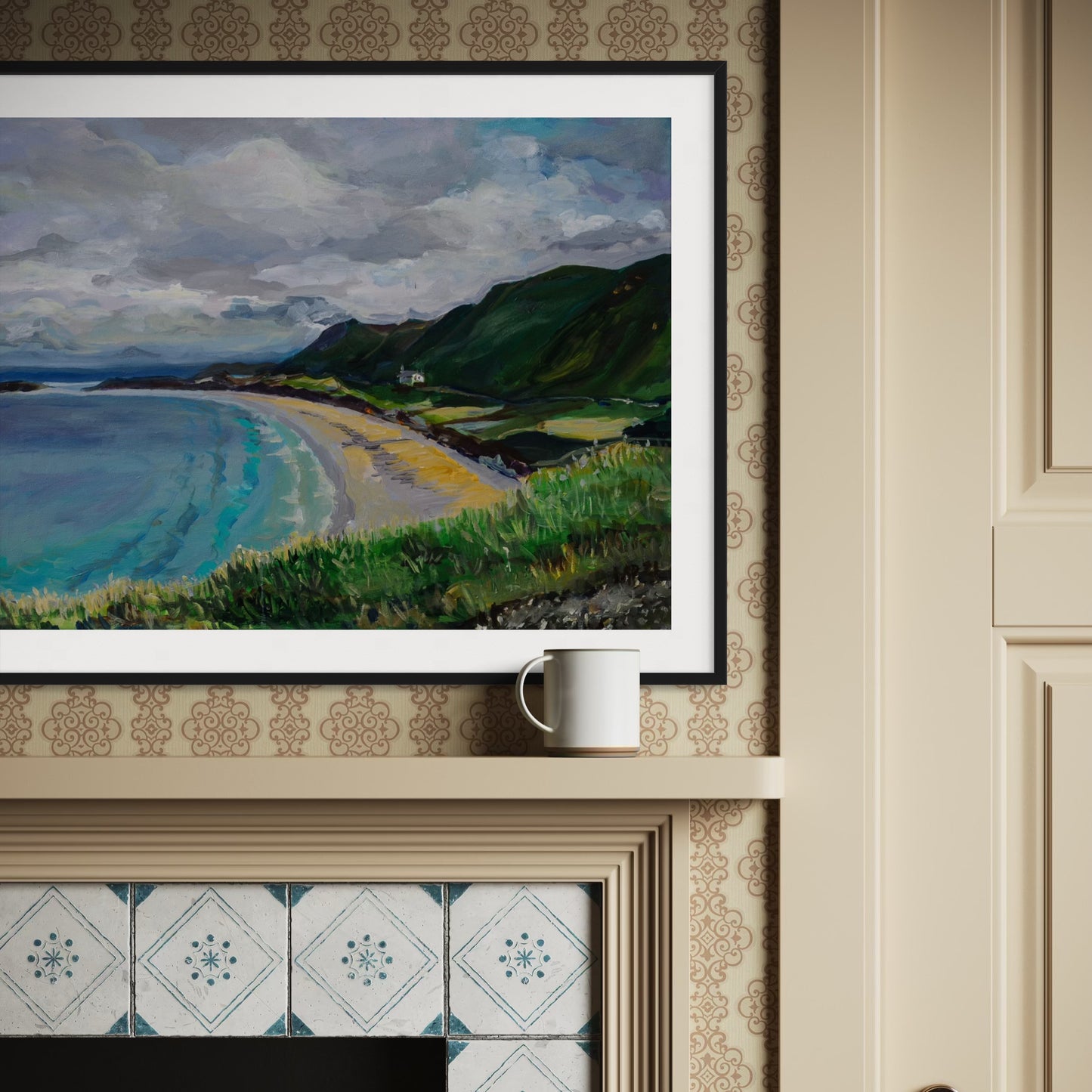 Limited edition fine art print off Rhossili Bay in Wales before a storm by Worcester Artist Margaret powell