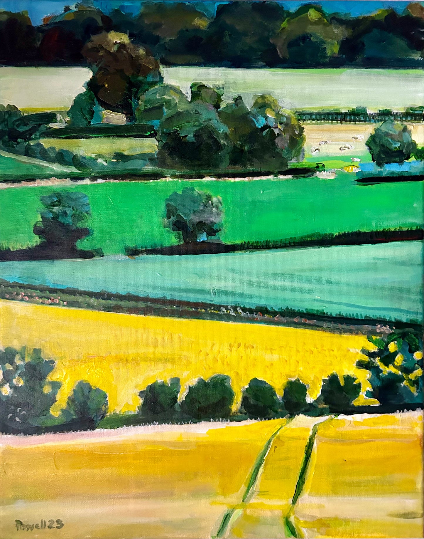 Malvern Hills Farmland Landscape original painting