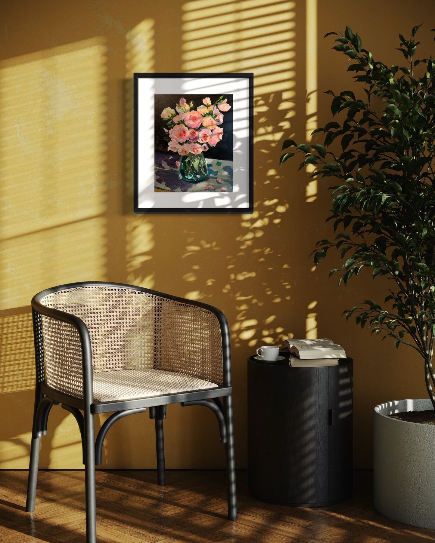 Garden Roses in a Clear Vase - Print