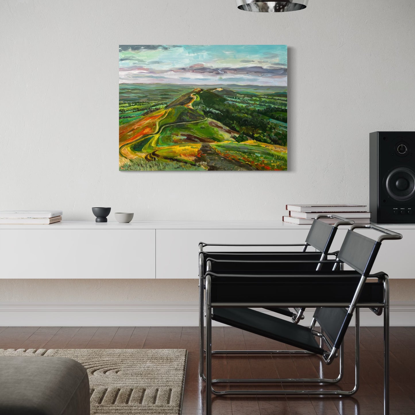 Malvern Hills Symphony and original painting by Worcester Artist Margaret powell seen here in a room setting