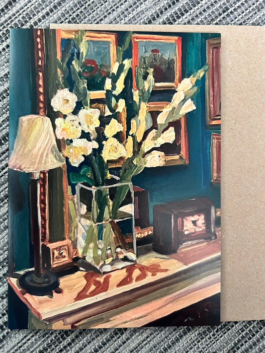 Gladioli in the Dining Room - Greetings Card
