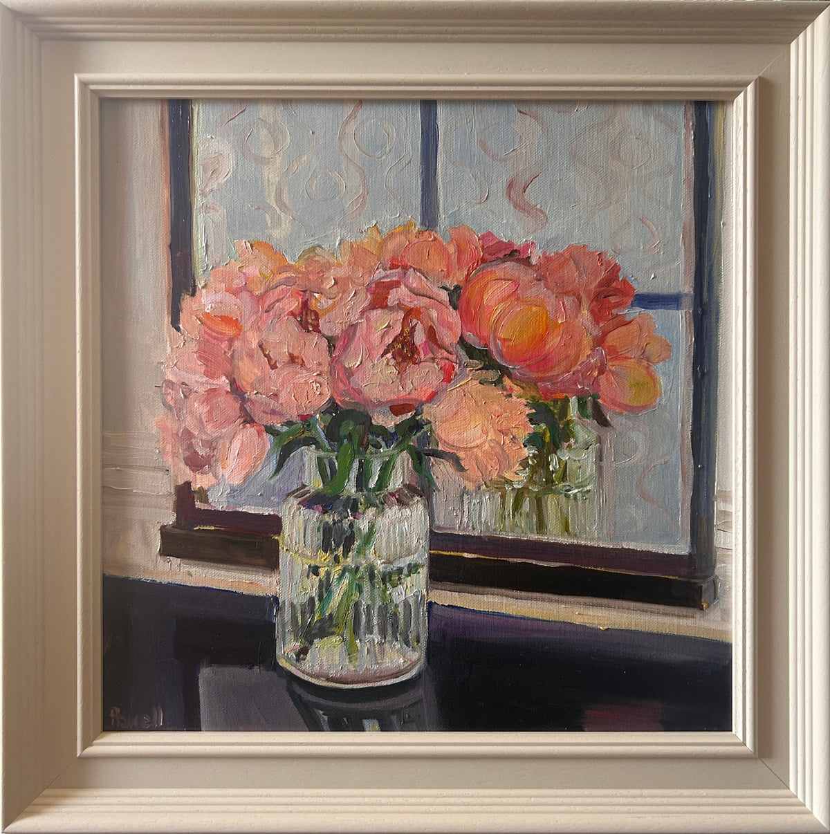 Coral Peony Arabesque Original Painting