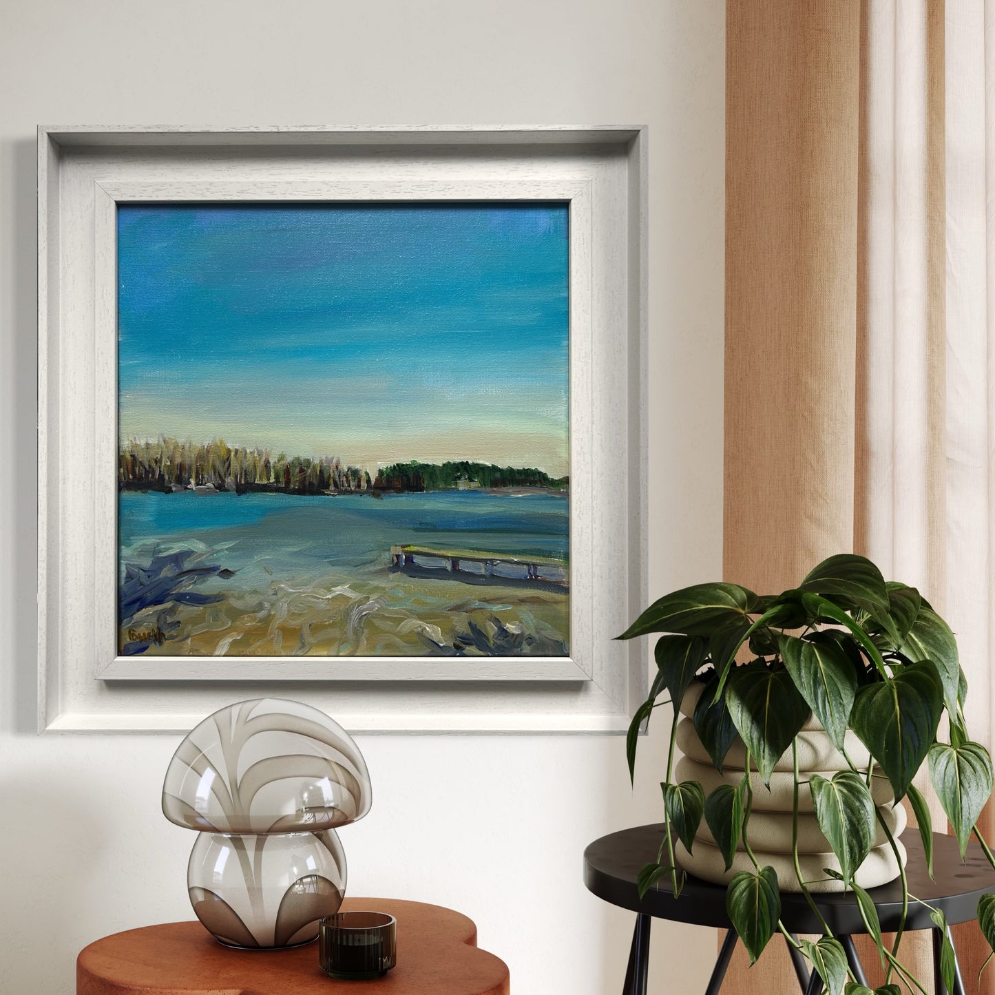 Spring lake landscape seascape original painting by worceste4 artist Margaret Powell