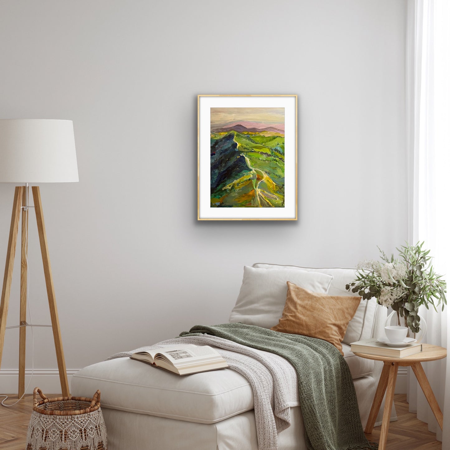 Unlimited edition paint print from the original painting of Malvern Hills in the summer by Worcester Artist Margaret Powell. The original has been painted in acrylic paint. The limited edition print makes a wonderful Worcestershire gift.