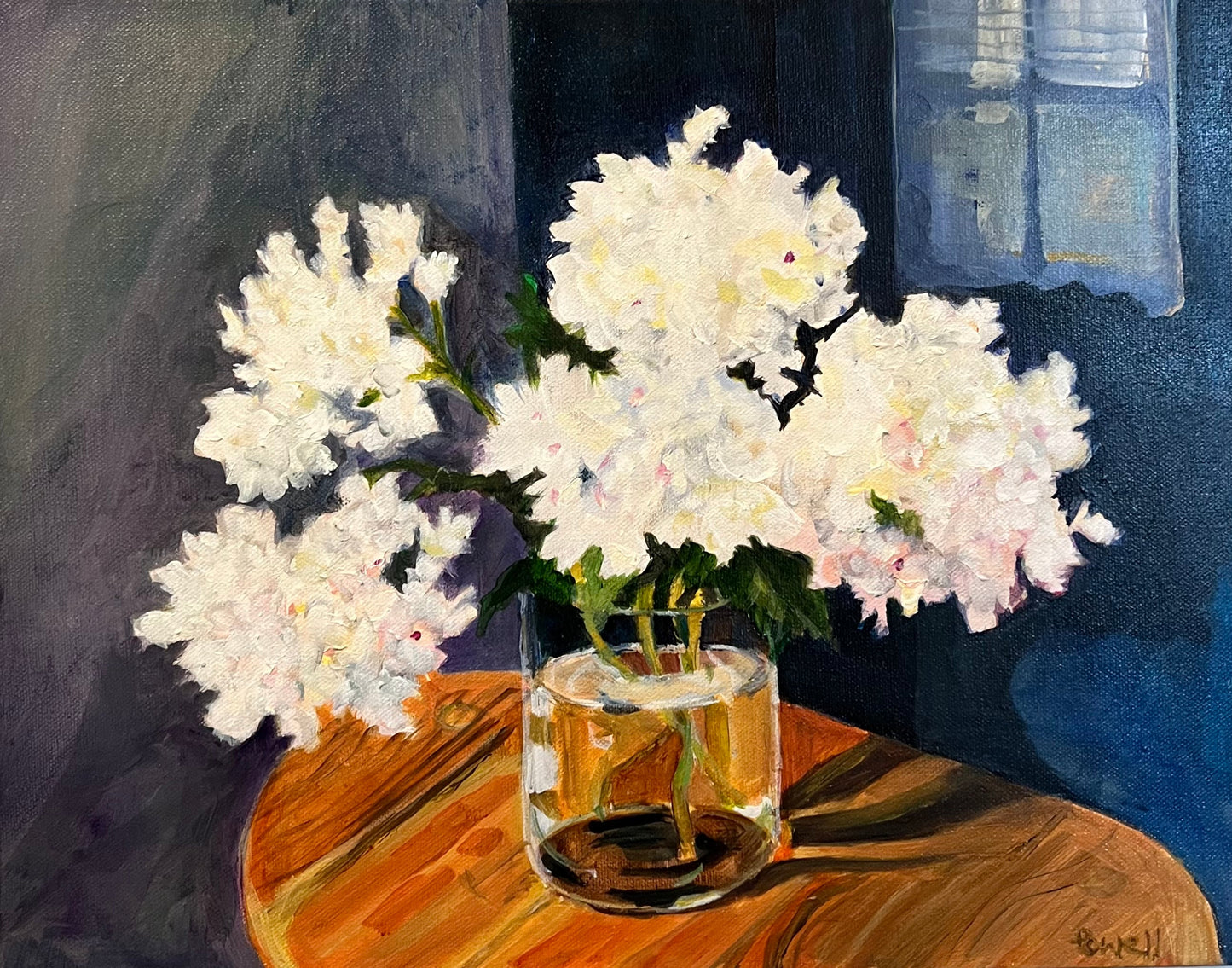 Hydrangeas on an Elm Table - Print