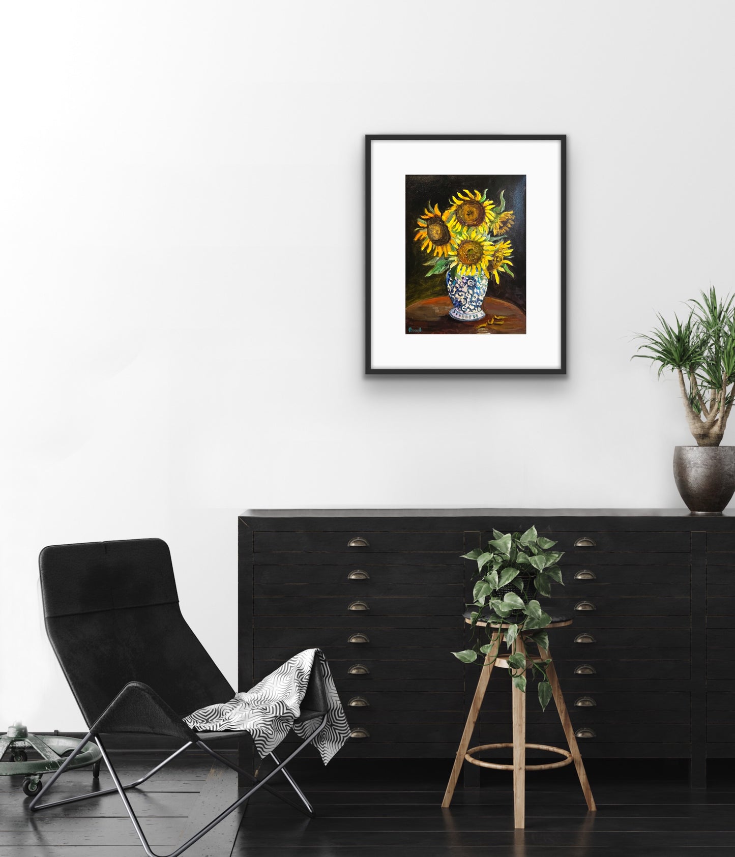 Sunflowers in a Chinese Jar - Print