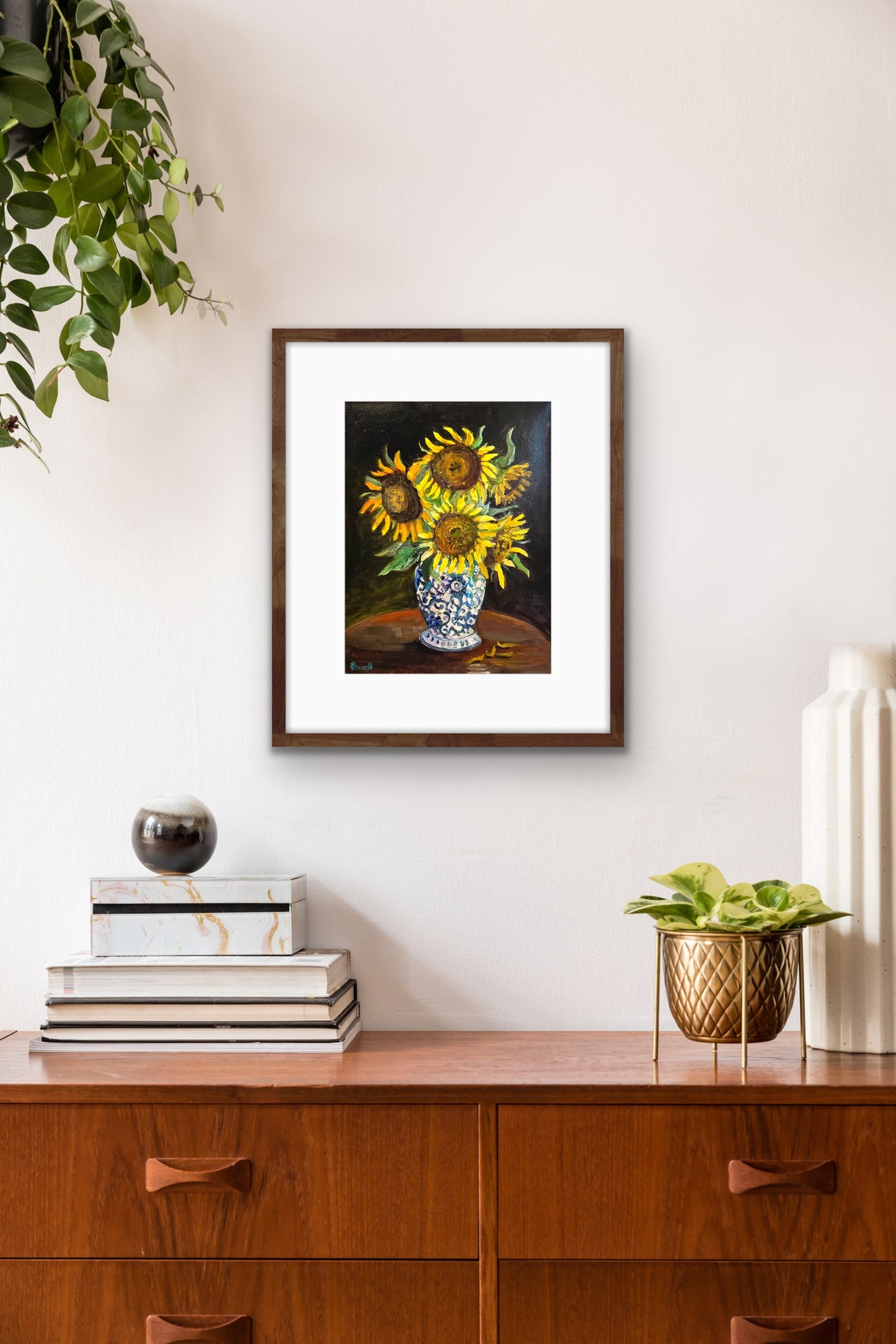 Sunflowers in a Chinese Jar - Print