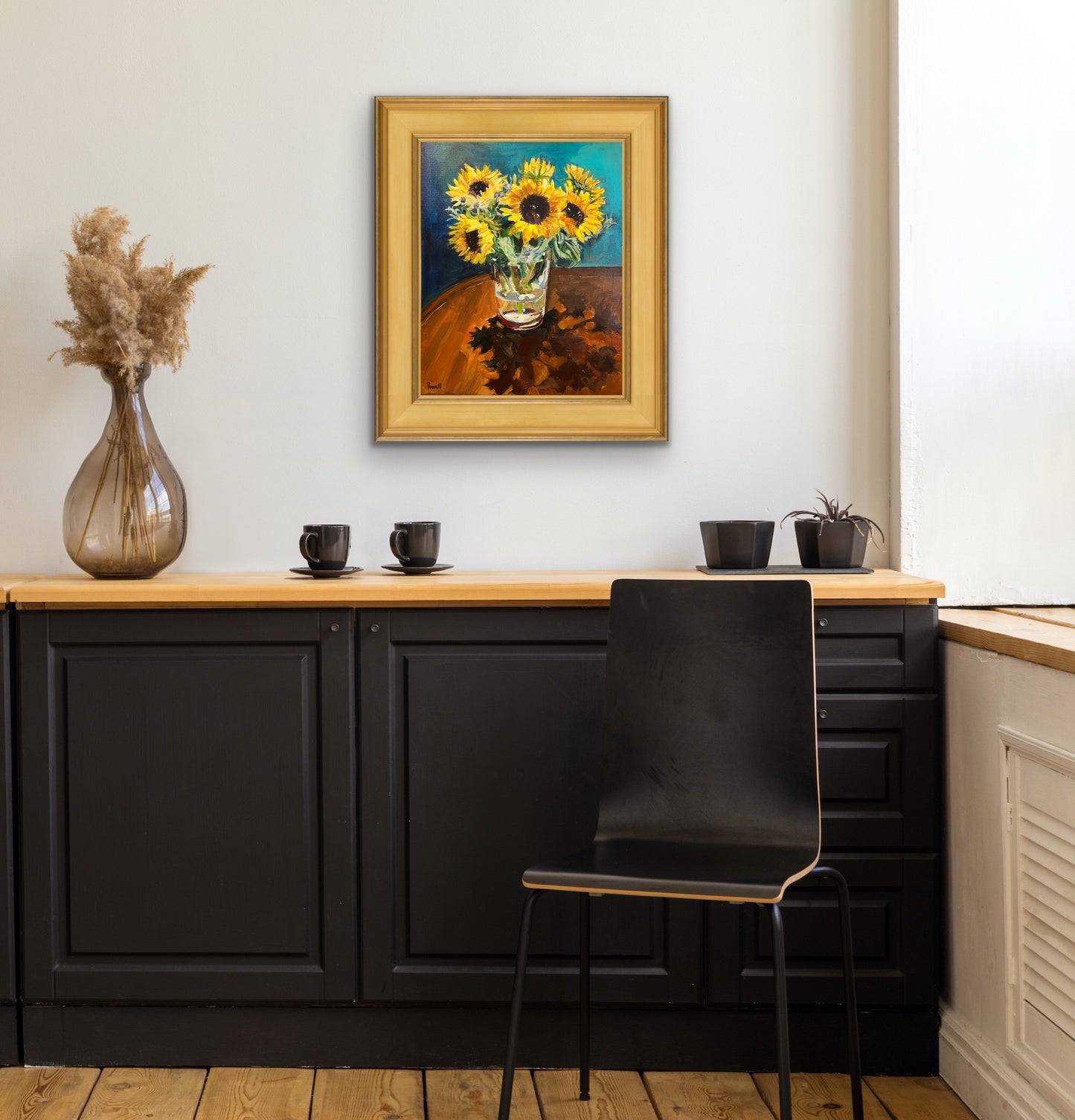 Sunflowers, Thistles and Shadows original painting