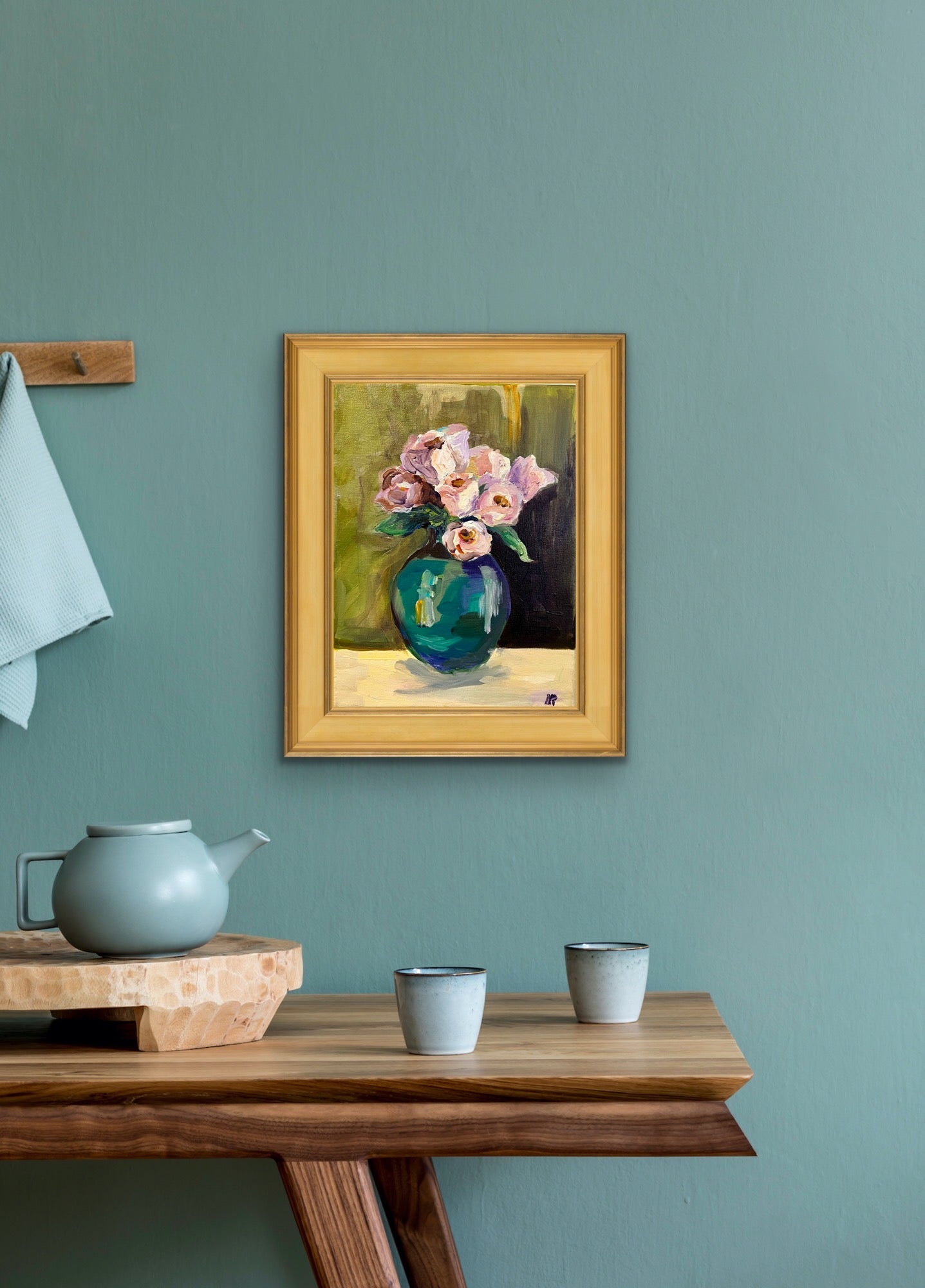 Roses in a Jade Vase original painting