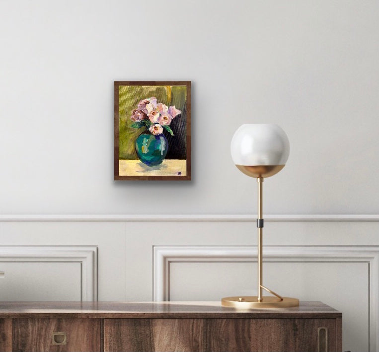 Roses in a Jade Vase original painting