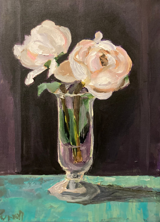 Roses in a Champagne Glass original painting