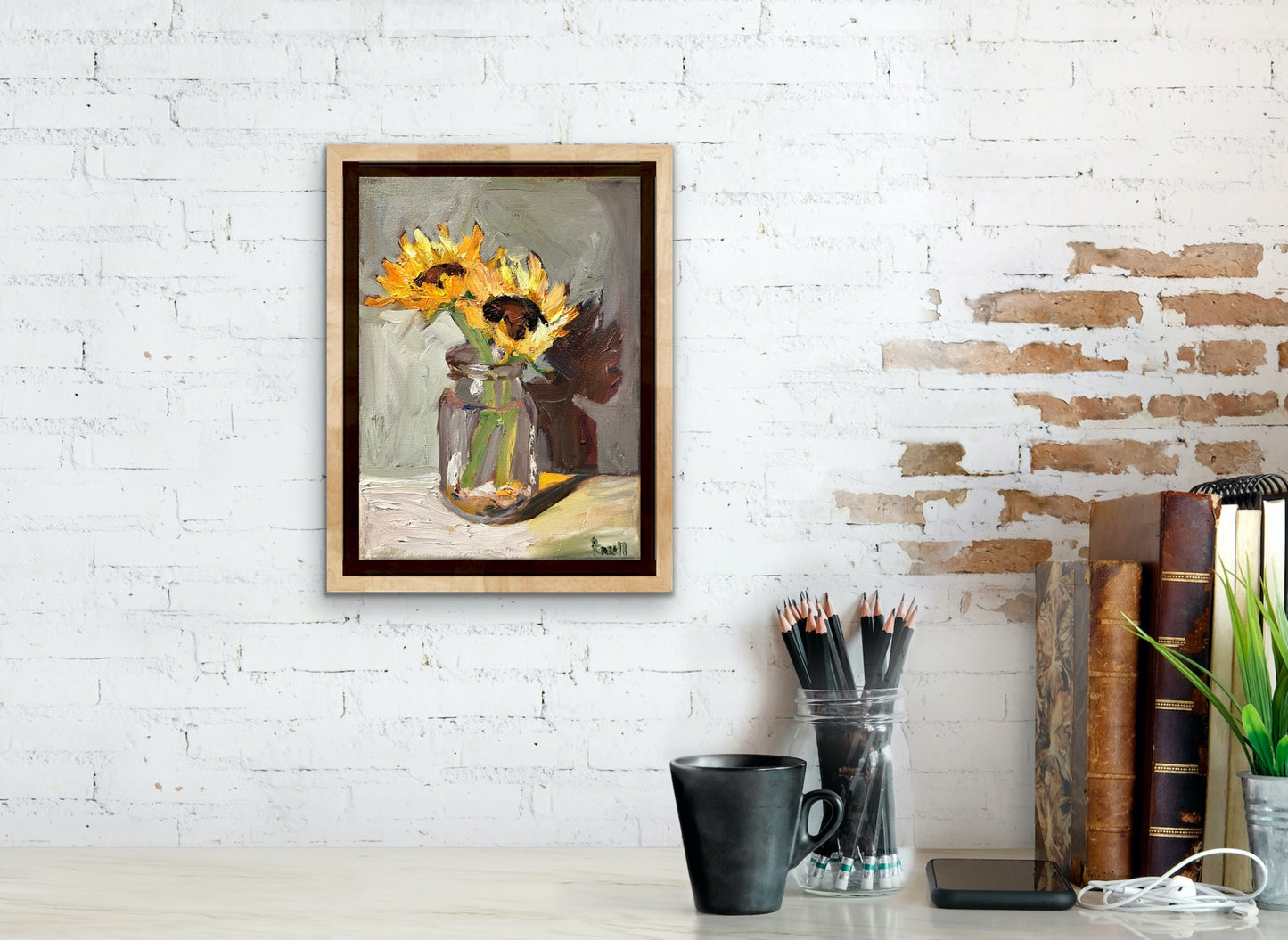Sunflowers in a Glass Jar original painting