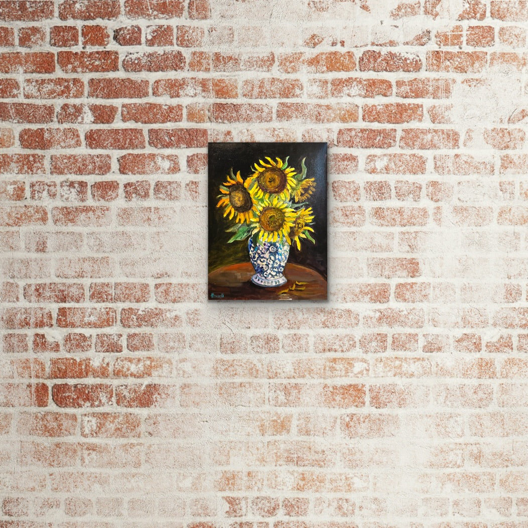Sunflowers in a Chinese Jar original painting