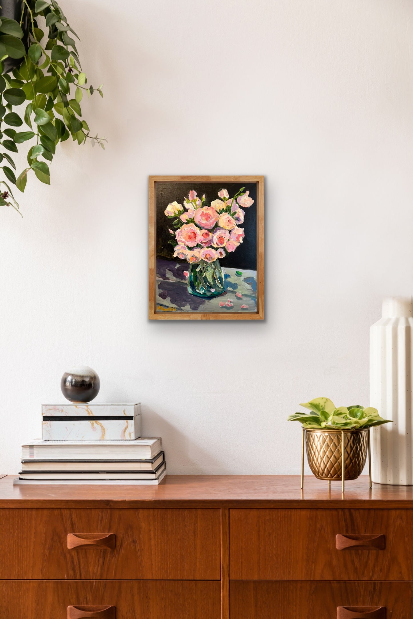 Garden Roses in a Clear Vase original painting