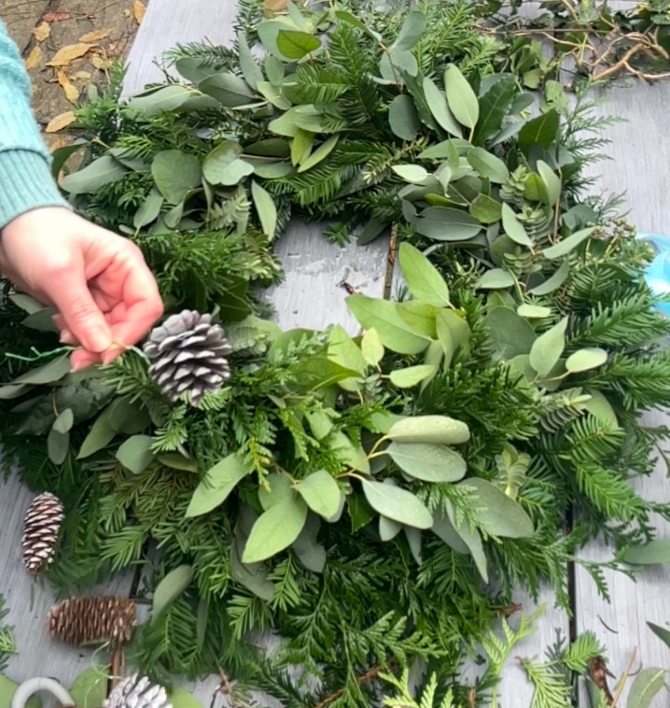 Worcester artist Margaret Powell shares a home made Christmas foliage wreath tutorial