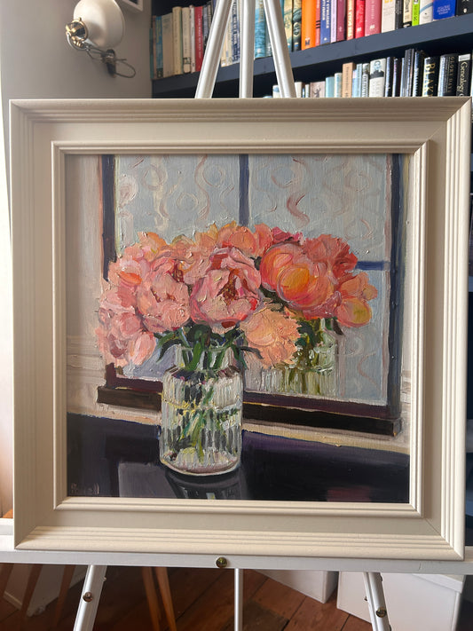 Coral Peony Arabesque Original Painting