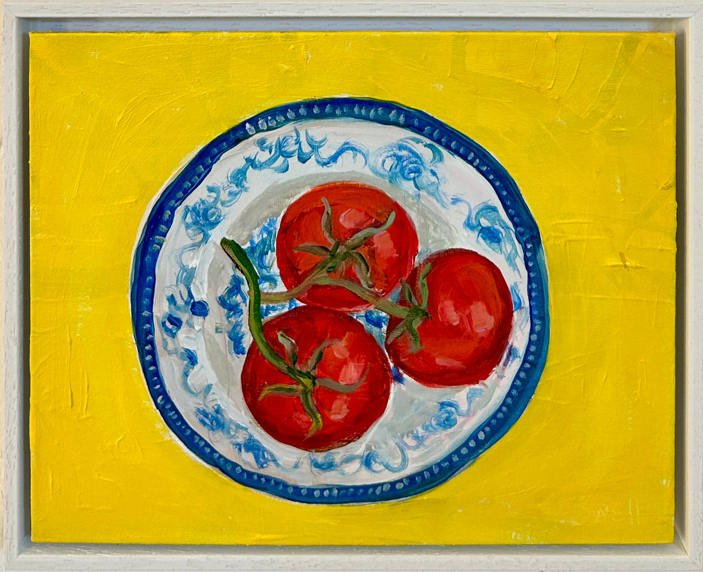 Triplets on a Georgian Plate tomato original painting