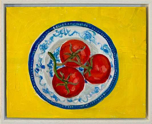 Triplets on a Georgian Plate tomato original painting