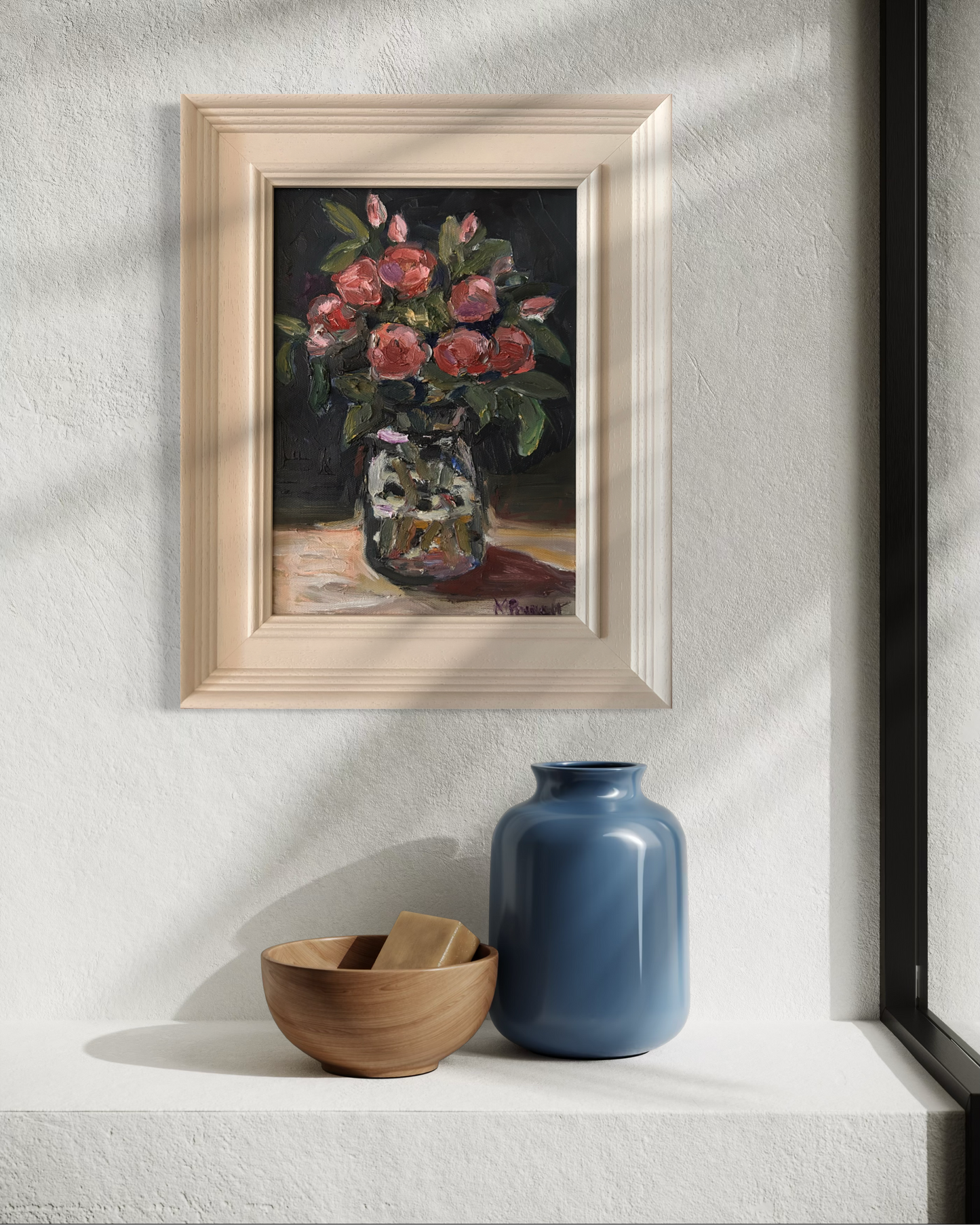 Blush Roses in a Jar original painting