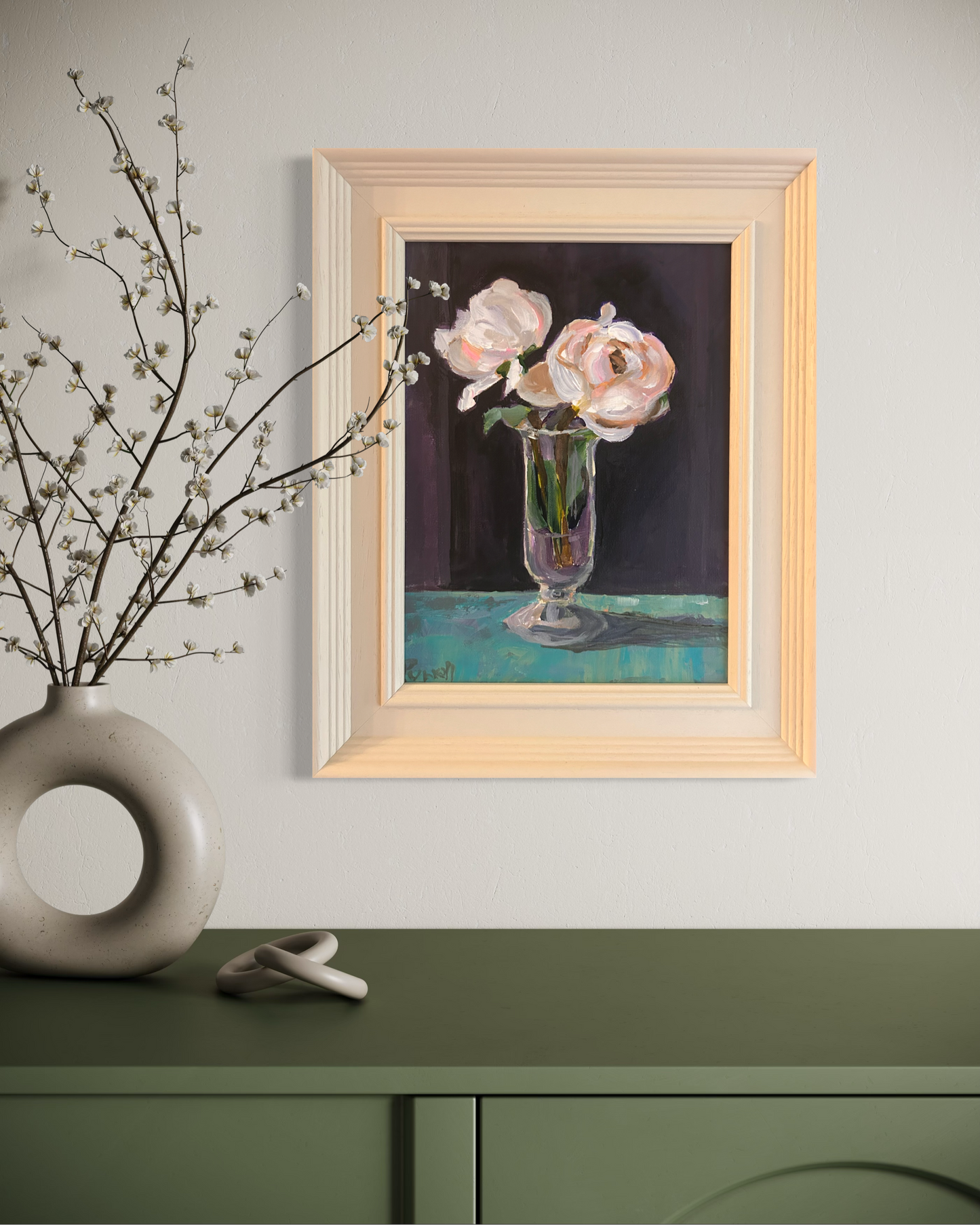 Roses in a Champagne Glass original painting