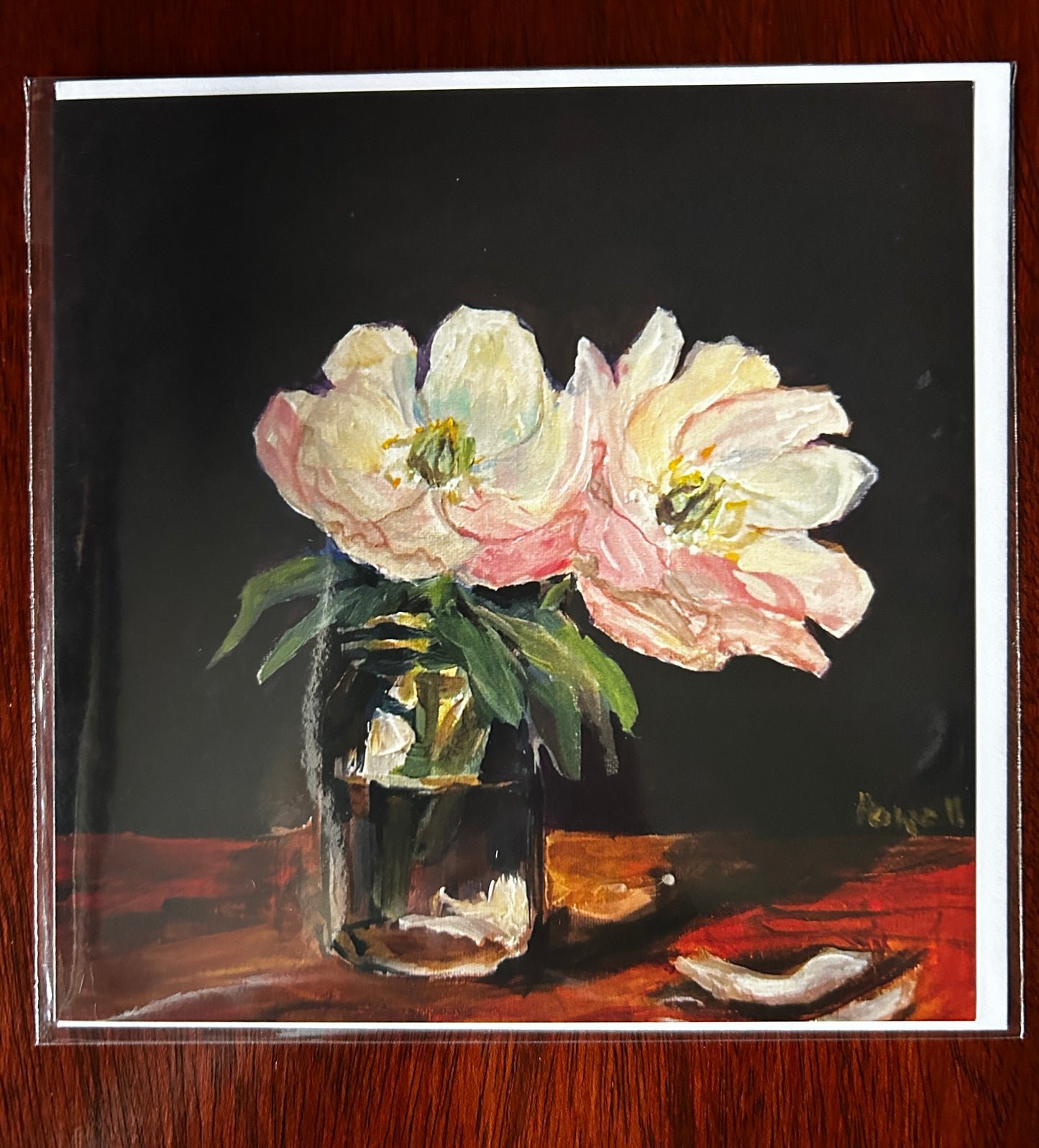 Peonies in a Jar - Greetings Card