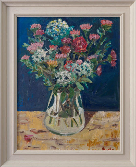 Asters and Sedum in a Vase original painting